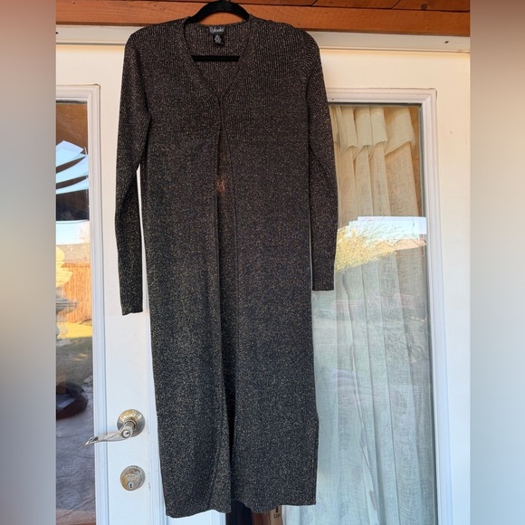 Rafaella Longline Women's Black & Gold Metallic Silk blend Cardigan Sz-L. DD12 - Picture 7 of 12